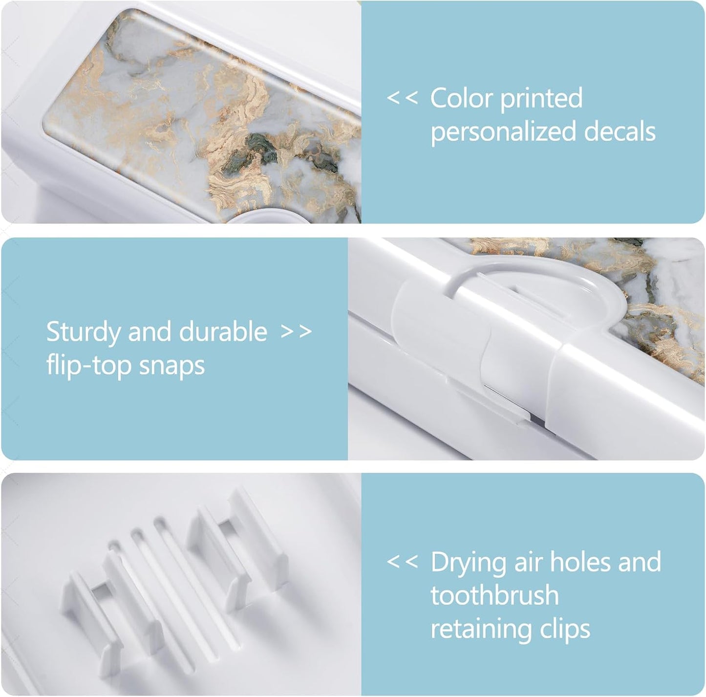 Toothbrush Travel Case - Colorful Pattern, Holder and Covers for Toothbrushes, Includes Tongue Scraper Case