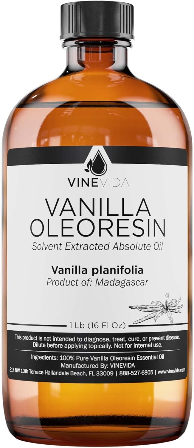 VINEVIDA Vanilla Oleoresin Essential Oil 16 oz - Undiluted Vanilla Oil 16 oz - Vanilla Candle Oil Scent - DIY Candle Scents for Candlemaking - Bulk Essential Oil for Soap Making Safe for Skin
