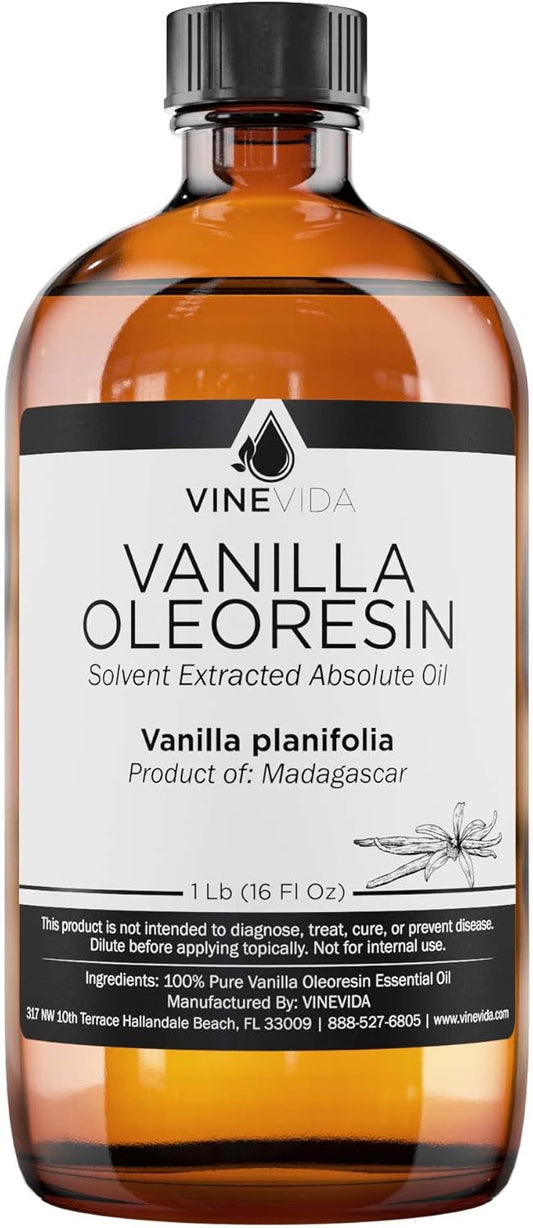 VINEVIDA Vanilla Oleoresin Essential Oil 16 oz - Undiluted Vanilla Oil 16 oz - Vanilla Candle Oil Scent - DIY Candle Scents for Candlemaking - Bulk Essential Oil for Soap Making Safe for Skin