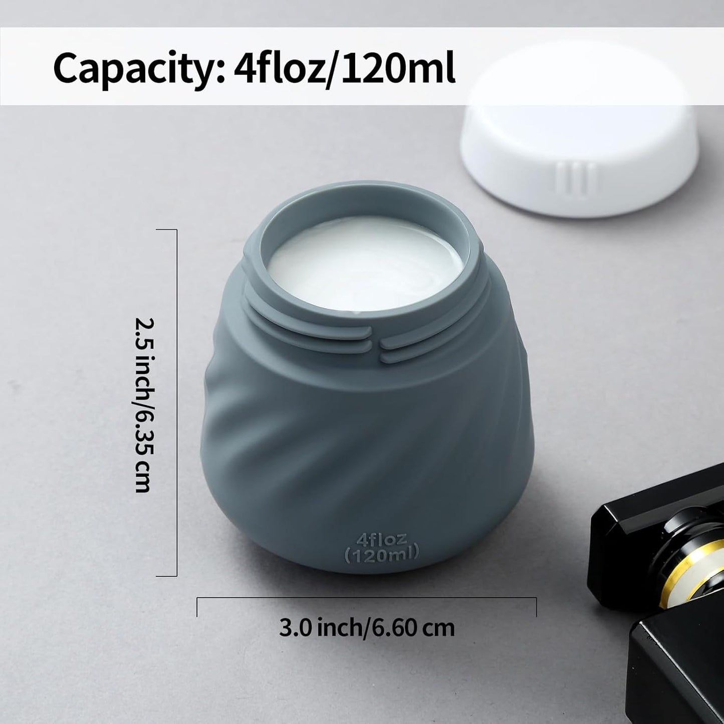 Gemice 4 OZ Travel Size Containers for Toiletries, 4-Pack Leak-Proof Silicone Slime Jars with Lids, BPA Free Small Round Cosmetic Slime Container for Lotion, Cream, Ointments, Travel Essentials