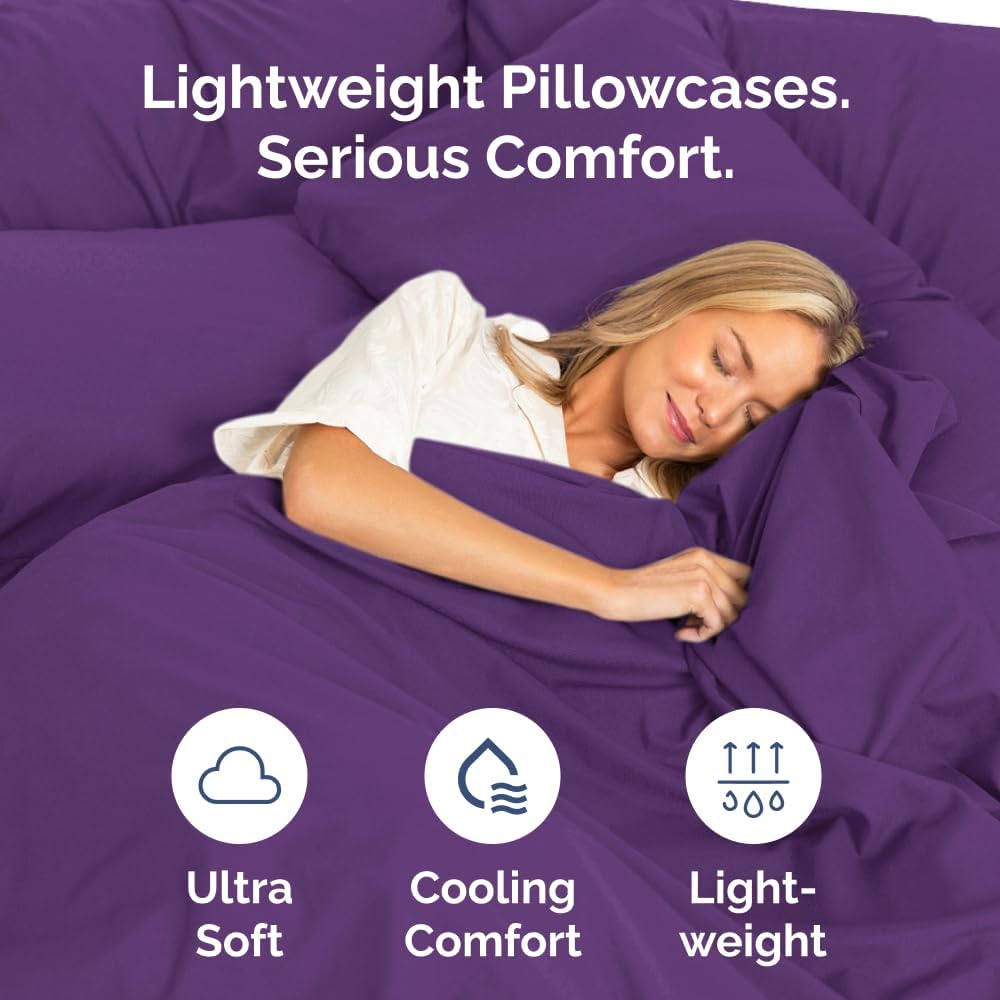 King Pillow Cases Set of 8 - Ultra Soft Hotel Quality Pillowcase Covers - Comfy & Wrinkle Free - Shrink, Stain and Fade Resistant - Easy-Care, Machine Washable Pillow Protectors - 8 Piece Set - Purple