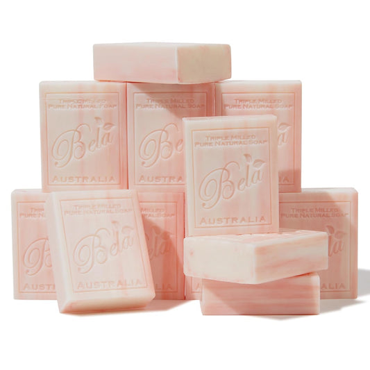 BELA Romantic Gardenia Soap 3.3 OZ Pack of 12, Long Lasting French Triple Milled Bar Soap with Organic Shea Butter Hand, Face and Body Wash Bar, Made in Australia