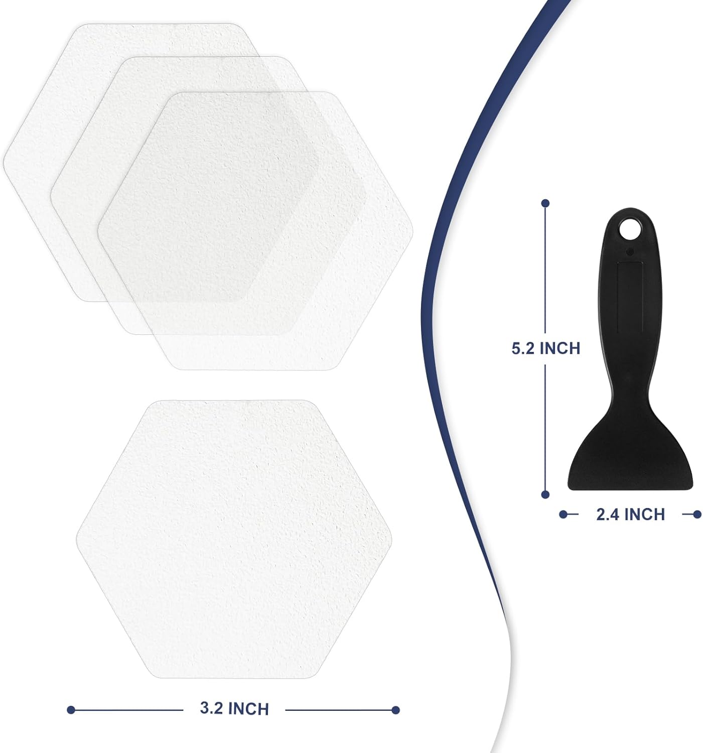 28 PCS Shower Floor Non Slip Stickers with Strong Adhesive, Invisible & Durable Anti Slip Shower Stickers with Scraper for Bath Tub, Pools and Stairs(Clear,Hexagon)