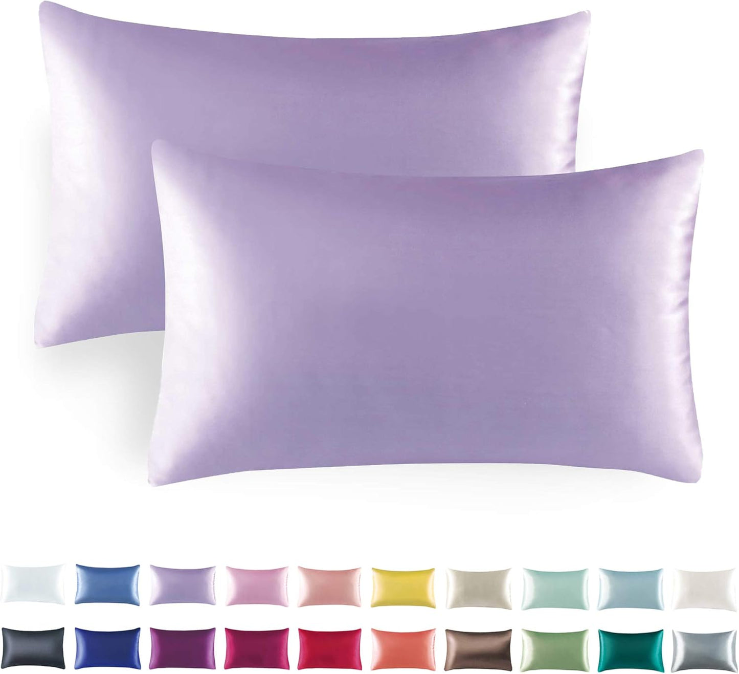 Tyfitb Satin Pillowcase Set for Hair & Skin Care – Cooling, Hypoallergenic, Anti-Frizz, Wrinkle-Free – Soft, Luxurious Pillowcases with Envelope Closure – 2-Pack, Queen Size 20x30, Gift-Ready