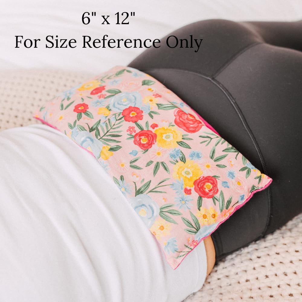 Microwave Heating Pad, Microwavable Hot Pack with Flax Seed and Dried Herbs or Unscented, Aromatherapy Pillow, Cold Compress or Ice Pack, 4 Sizes Available, Soft Floral Fabric