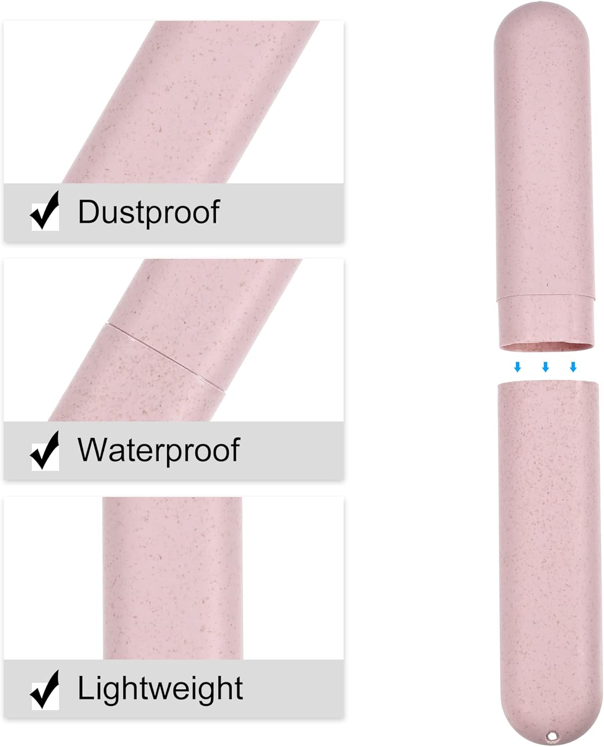 VOCOSTE 4pcs, Traveling Toothbrush Holders Case, PP Toothbrush Case for Travel Business, Beige, Pink, 8.07''x1.22''x0.83''