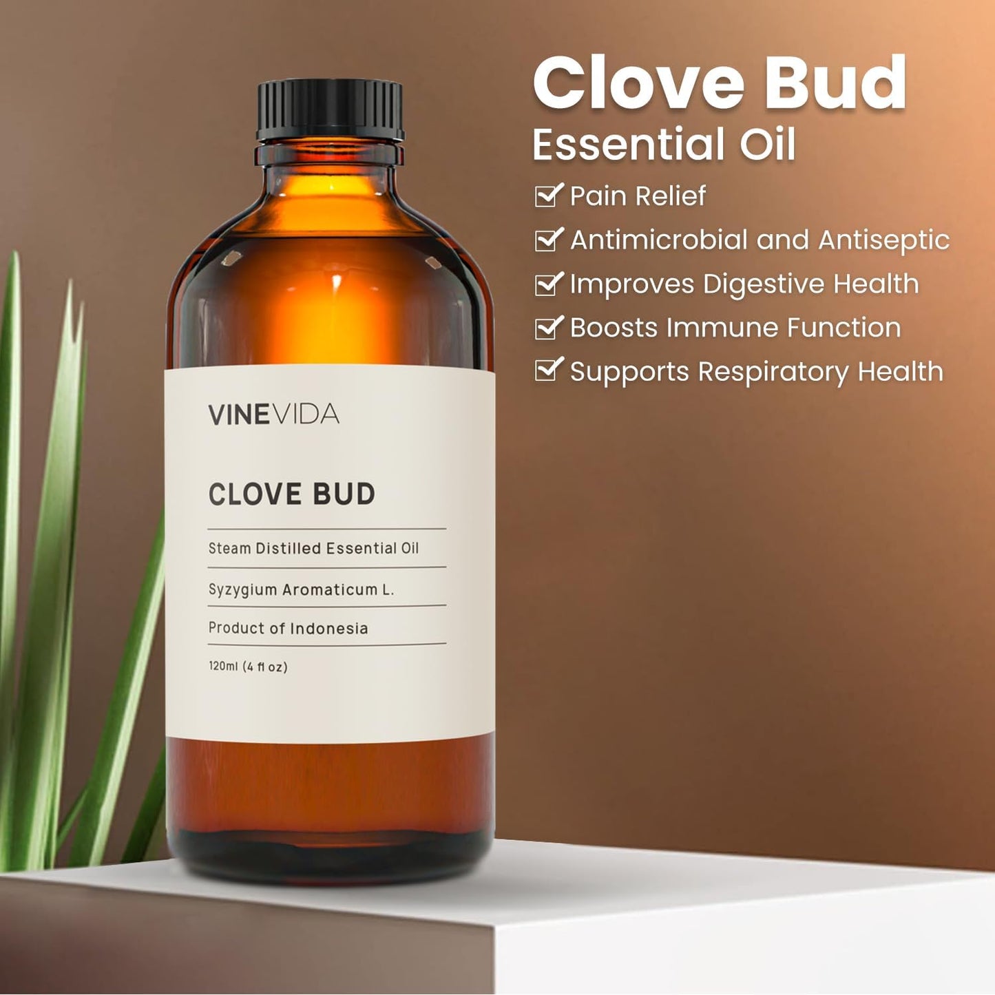 VineVida Clove Bud Essential Oil, 4 oz - Undiluted, DIY Candle Scents, Bulk for Soap Making, Safe for Skin