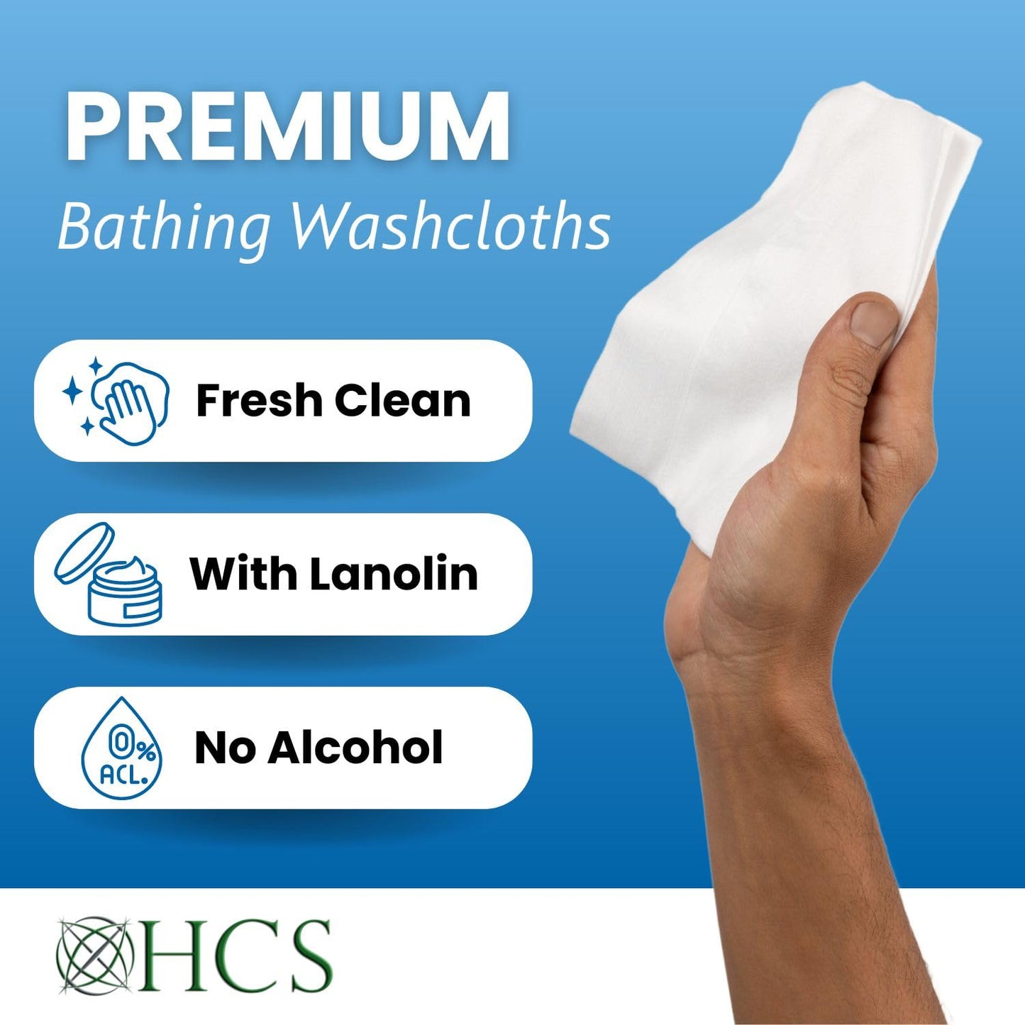 HCS Extra Large Adult Wipes - Elderly, Incontinence - (288) Body Wipes for Adults, Bathing, No Rinse - Cleansing Bath Wipe, Shower - Wet Disposable Washcloths, Aloe, Unscented - 9"x12", 6 Packs of 48