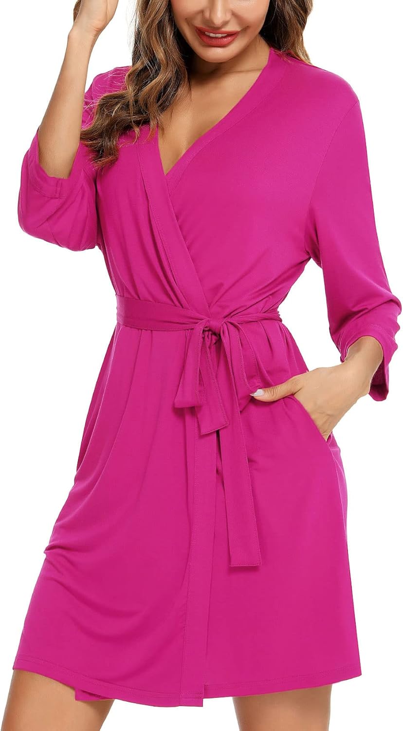 Samring Women's Lightweight Robe Soft Kimono Robes Short Bathrobe for Women Sleepwear