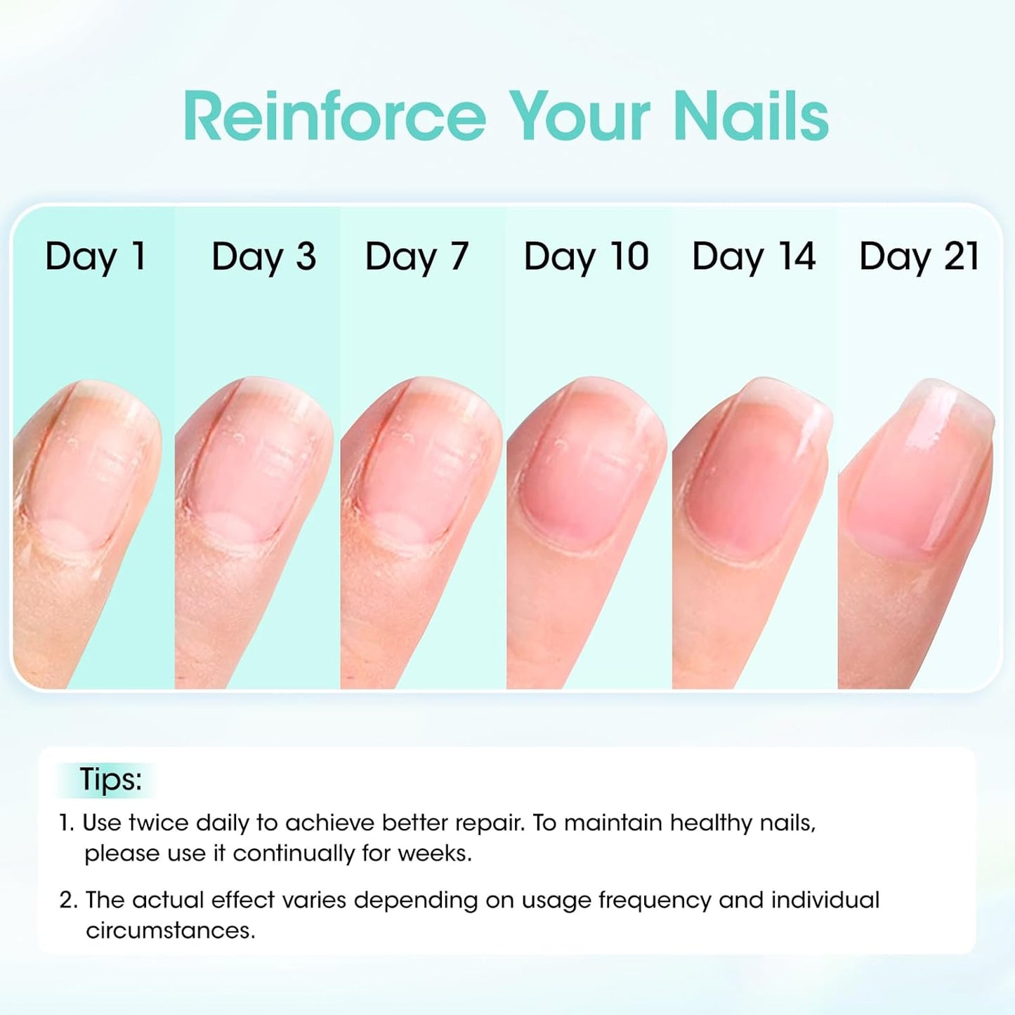GELLEN Unscent Nail Strengthener, Pro Care 8-In-1 Air Dry Clear Nail Repair Growth Treatment for Weak Nails, Non-Polish, Strengthens & Protects Nails Growth Calcium Keratin Nourish 15ml