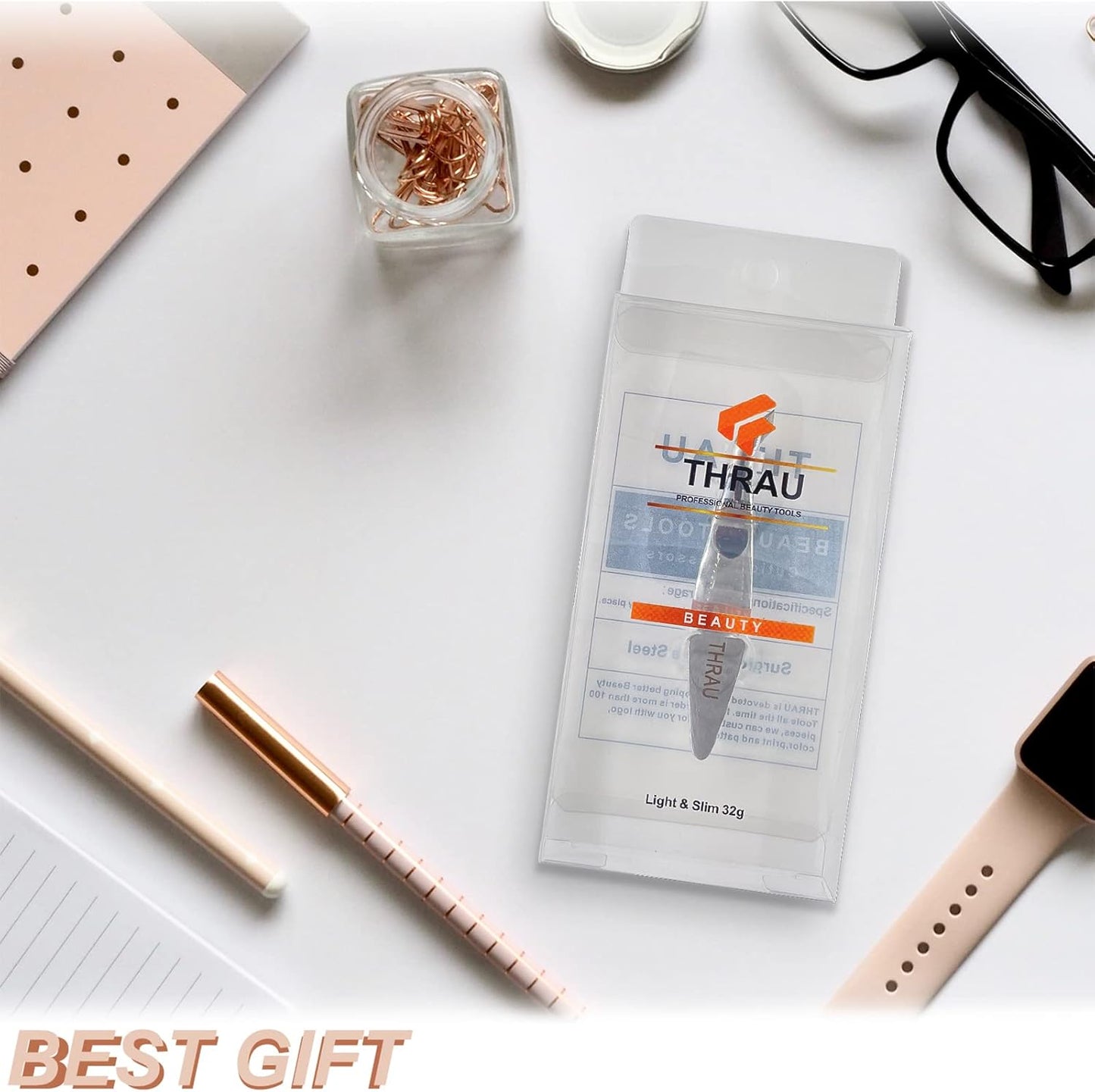 THRAU Mini Cuticle Trimmer for Manicure and Pedicure, Stainless Steel Cuticle Nipper, Precise Pointed Tip Cuticle Clipper for Trim Nail and Dry Skin