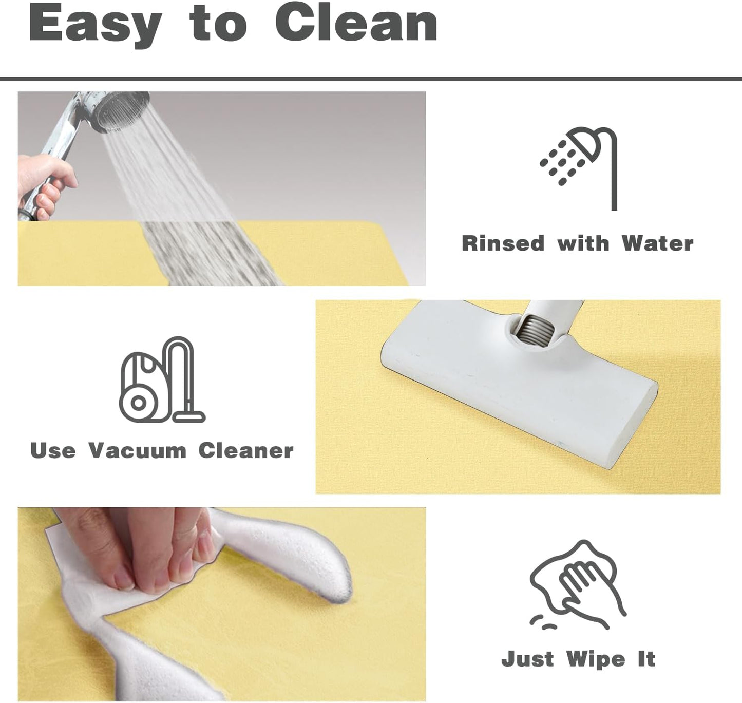 Bath Mat, Bathroom Rugs Non Slip Washable Thin Absorbent Quick Dry Bath Mat Fits Under Door Bathroom Floor Mat Perfect for Bath, Shower, or Sink 36"x60" Light Yellow