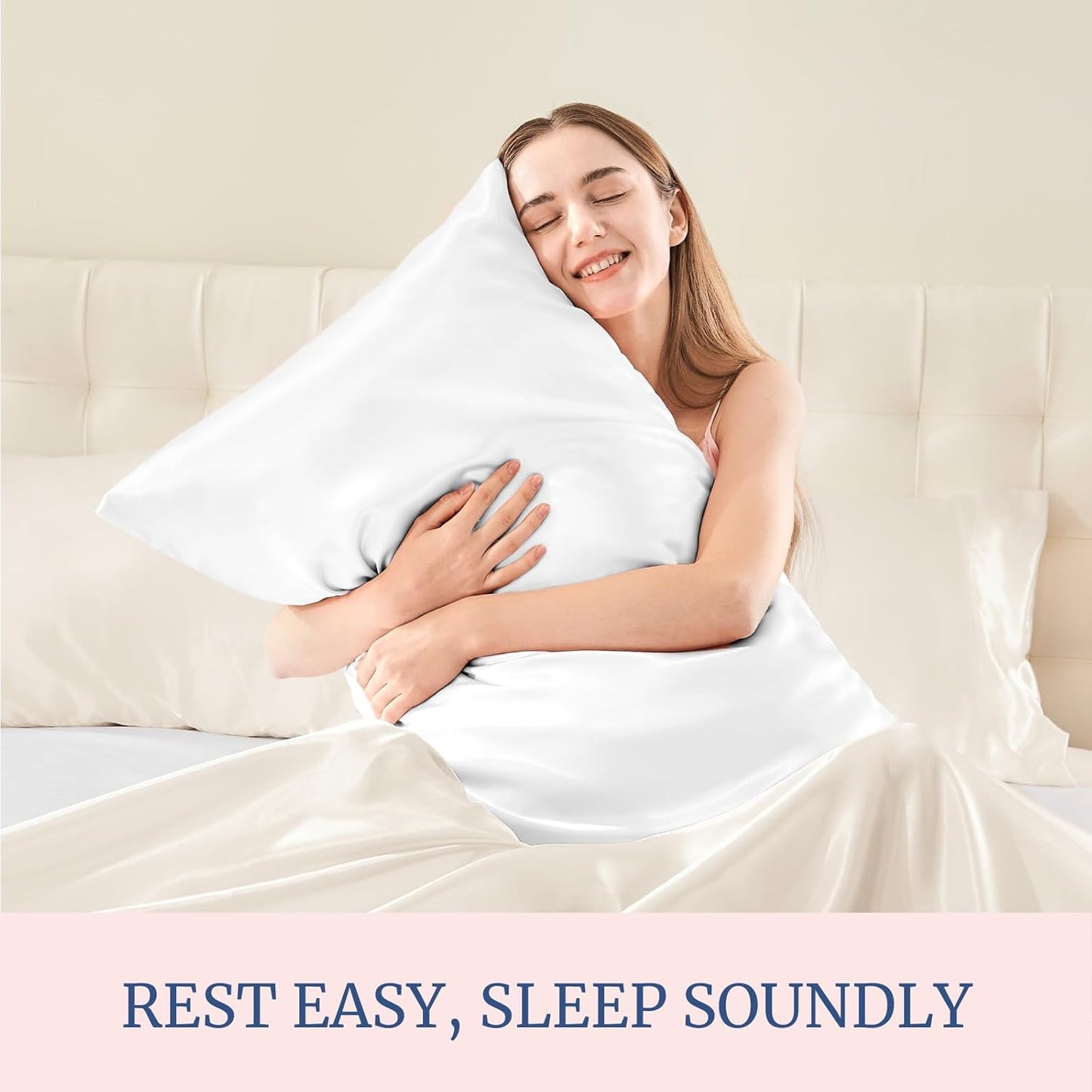 BEDELITE Satin Pillowcase for Hair and Skin, Super Soft and Cooling Similar to Silk Pillow Cases 2 Pack with Envelope Closure, Gift for Women Men(20"x40" King Size, White)