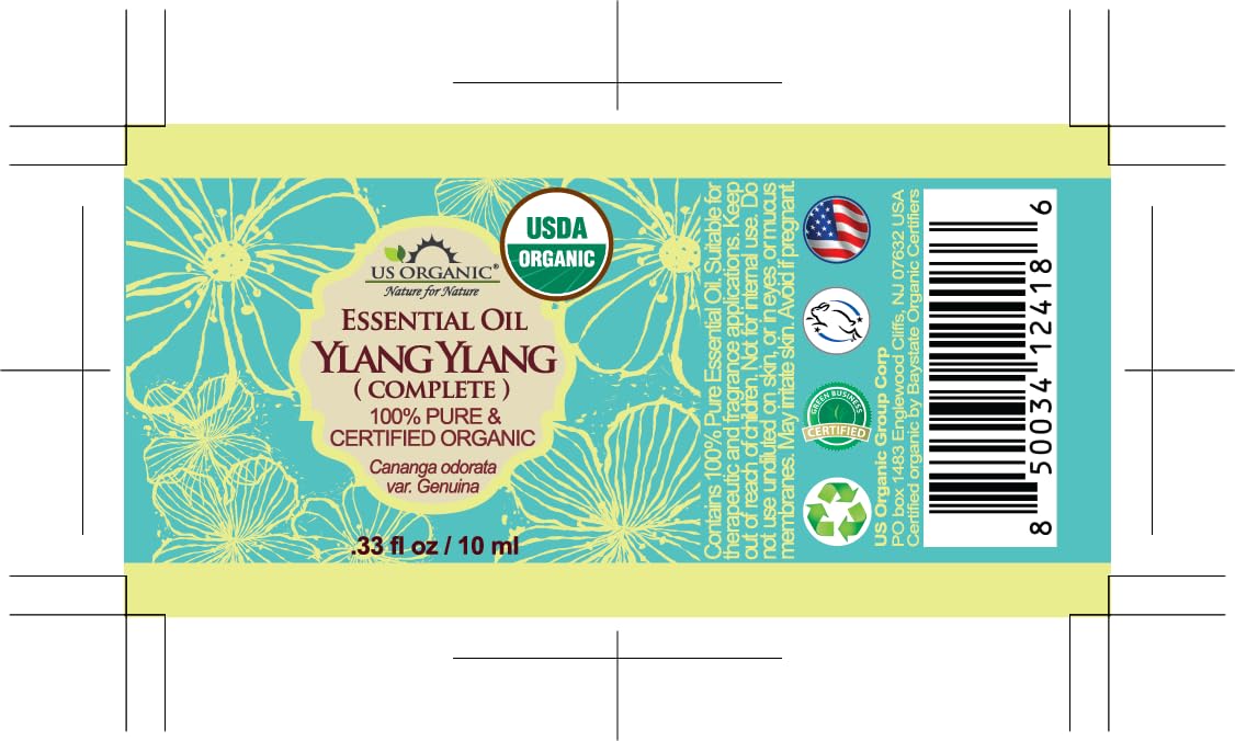 US Organic Ylang Ylang Essential Oil – 100% Pure Complete Grade, USDA Certified, Steam Distilled from Cananga Odorata – Floral Scent for Diffuser, Perfumery, Skincare – 10ml