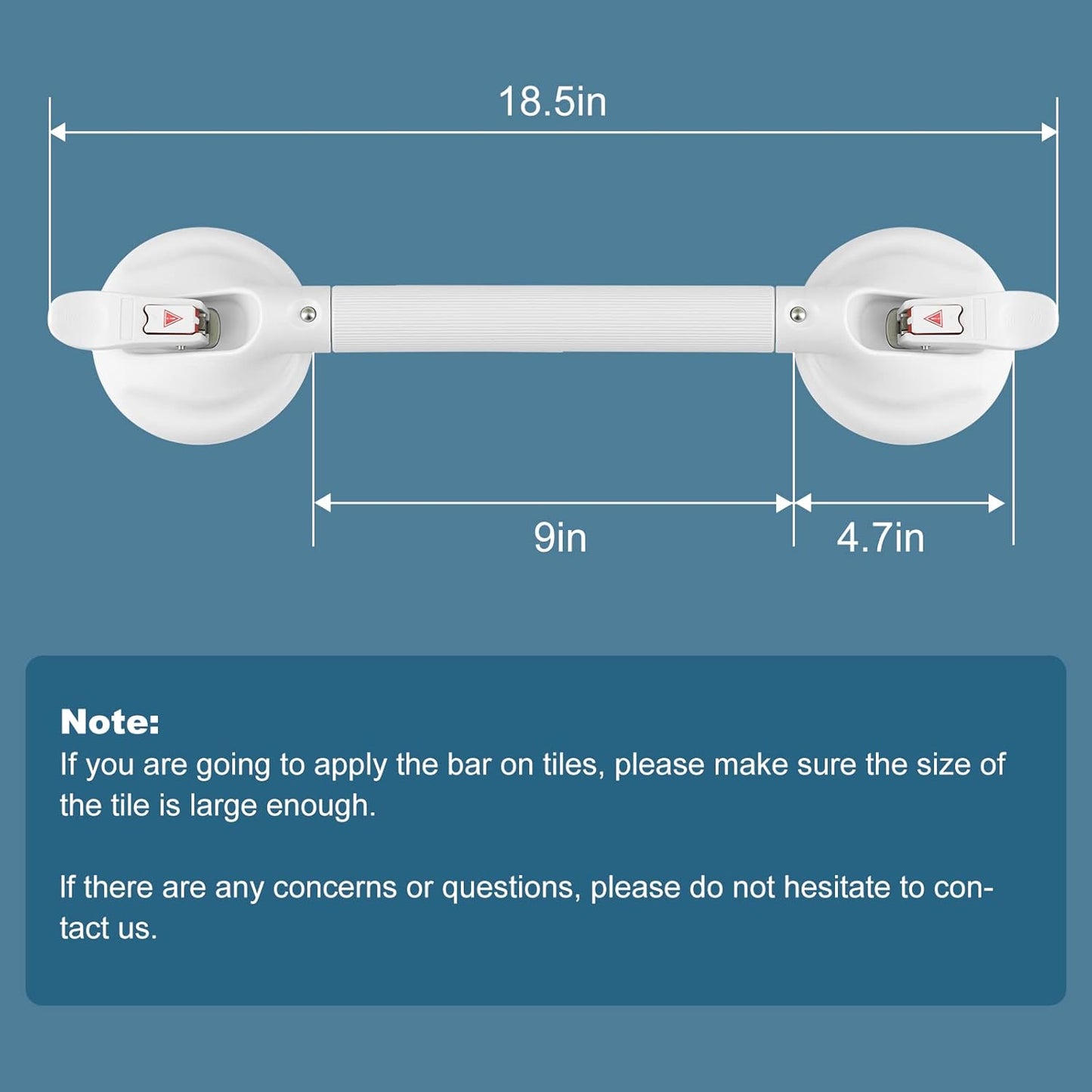 Shower Handle Upgraded 19 inch Grab Bar for Bathtub,Shower Handles with Strong Suction Cup,Bathroom Safety Grab Bar for Handicap Elderly Seniors and Disabled,White