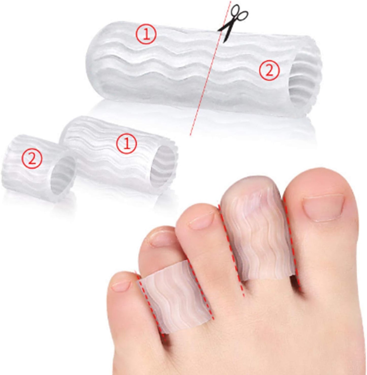 10 Pcs Silicone Toe Protectors, Toe Sleeves Callus Cushion Gel Toe Caps for Blisters, Corns, Toe Cracking, Pain Relief and Reduce Friction