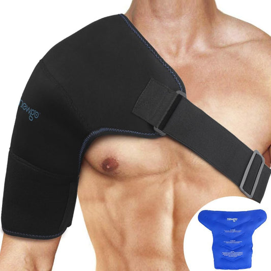 NEWGO Shoulder Ice Pack Rotator Cuff Cold Therapy, Ice Pack Shoulder Wrap Cold Compression Sleeve for Pain Relief, Surgery Recovery, Bursitis - Extra Large