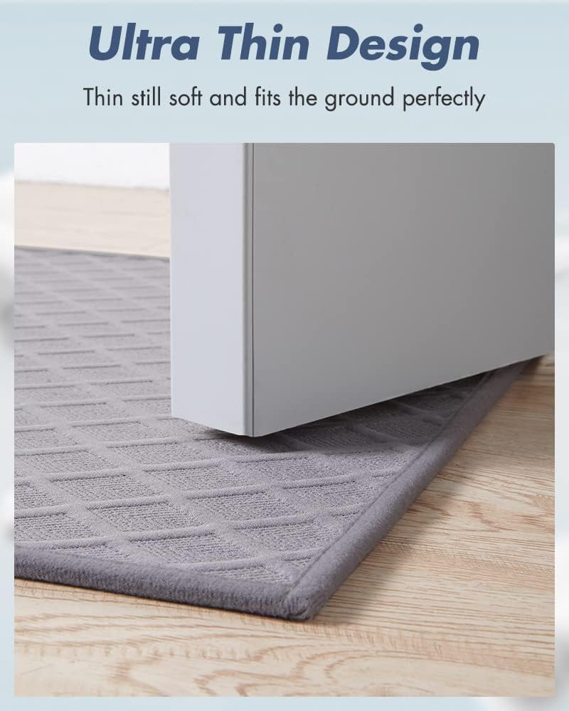AMOAMI Bath-Mat,Ultra Thin Bath-Rugs Runner,Rubber Backed Bath Mats for Bathroom Non Slip,Absorbent Bath Rug for Bathroom Floor, Shower, Sink 2'x 6'(24" x 70") Grey