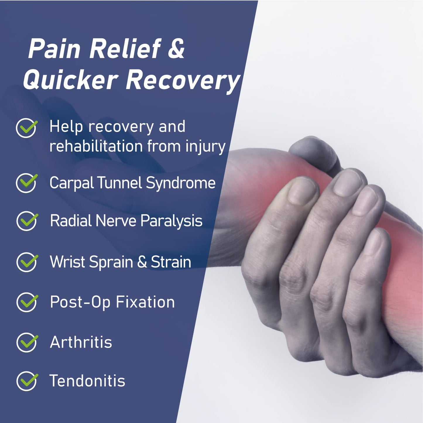 Deluxe 3-Strap Wrist Brace – Adjustable Support for Carpal Tunnel, Fractures, Tendonitis, and Post-Op Recovery – Lightweight, Breathable Design for Day and Night Use (L/XL, Left hand)