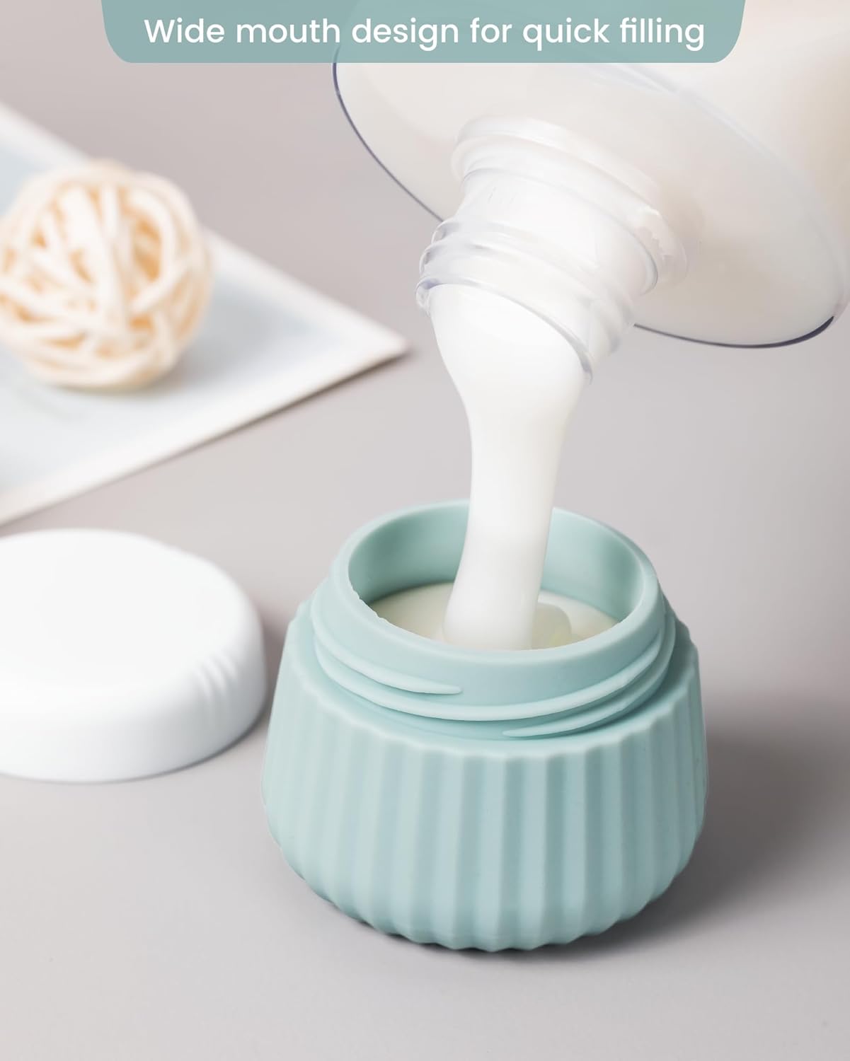 Travel Containers for Toiletries 4 Pack, TSA Approved Travel Size Toiletries, Travel Size Containers, With Clear Bag Leak Proof Silicone Jars, Travel Essentials Creams Jars Carrying Small Items