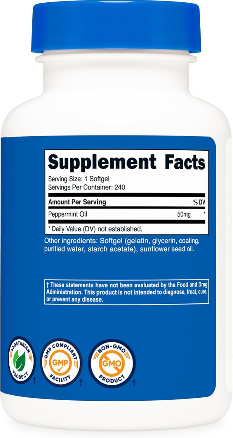 Nutricost Peppermint Oil Softgels (240 SFG) (50 MG) - Gluten Free, Third Party Tested and GMO Free