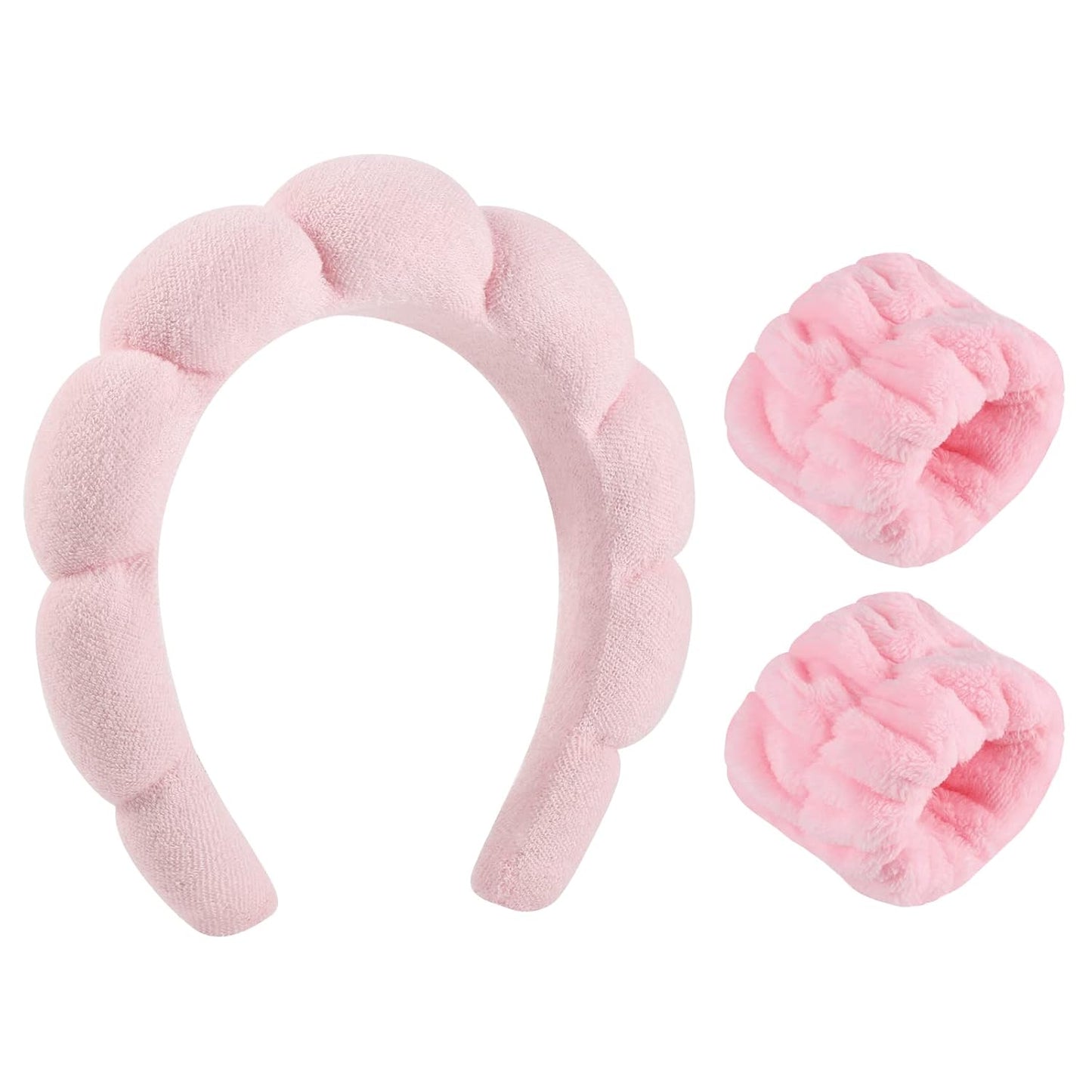 WSICSE Skincare Headbands, Sponge Spa Headband for Women Girl Back to School Pink Gifts Puffy Padded Keep Hair Dry