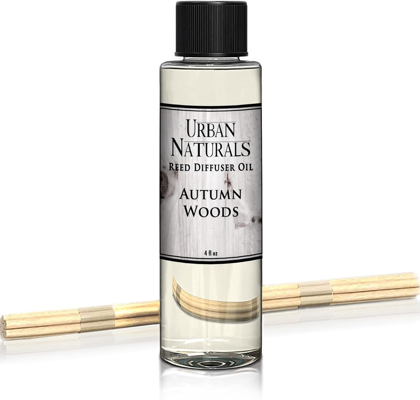 Urban Naturals Reed Diffuser Oil Refill Autumn Woods, Fall Leaves, Cedarwood, Apple Bark, 4 oz + Free Reed Sticks, Made in The USA