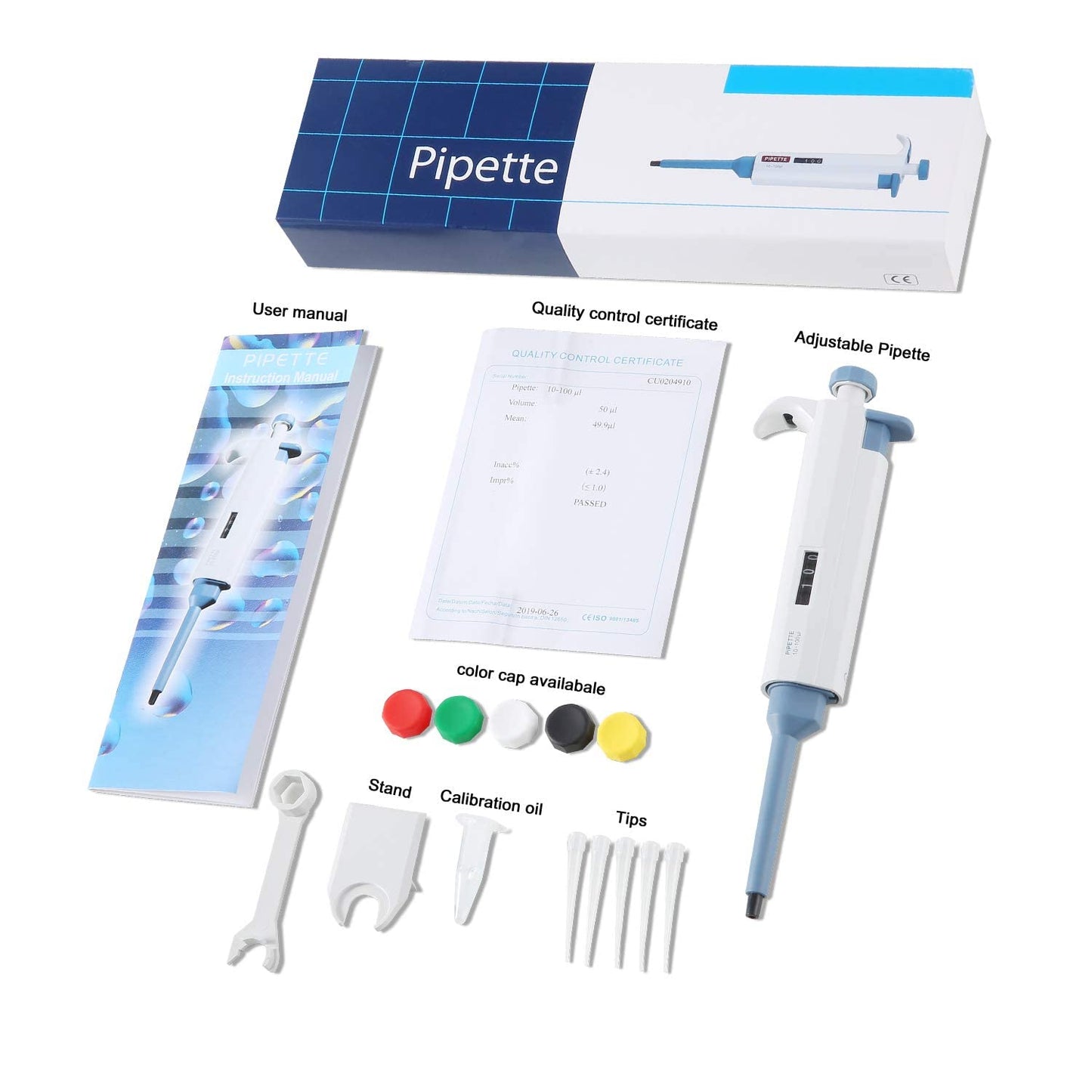 Adjustable Pipettor Pipette 10ul-100ul Micropipette High-Accurate Pipette Variable Volume Pipette