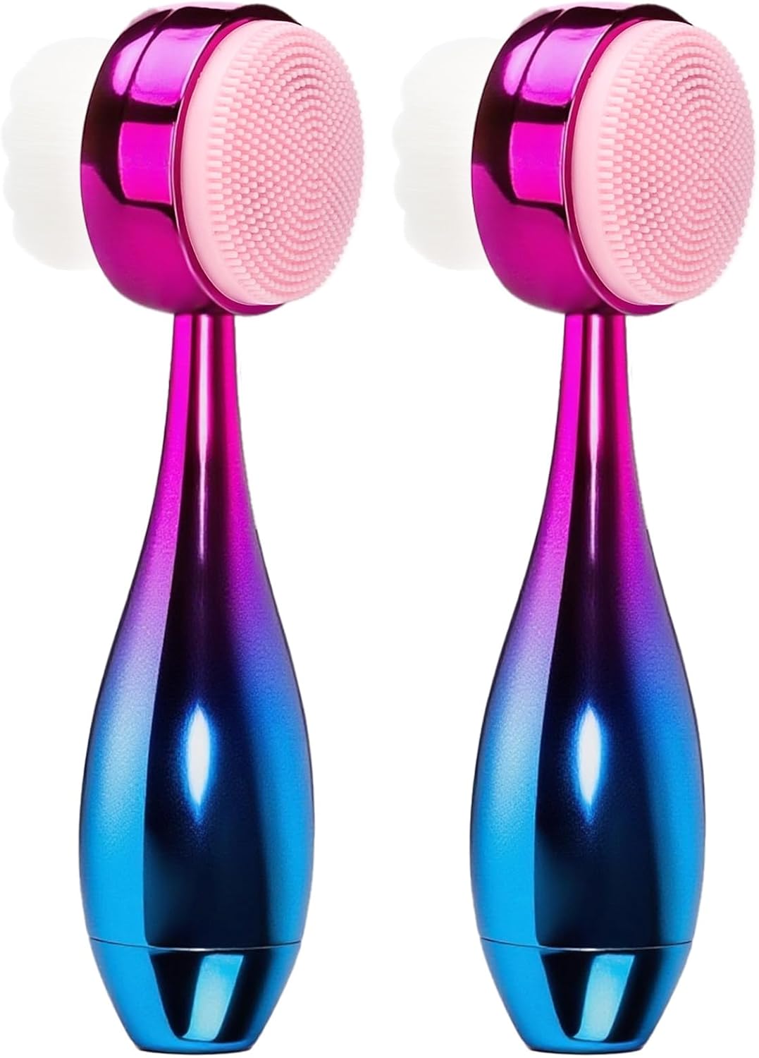 Face Brush 2 in 1, Facial Cleansing Brush Double Sides, Facial Exfoliation Scrub Brush Silicone Manual Face Scrubber Brush for Gentle Deep Pore Cleansing, Skincare (Blue, 2 Pack)