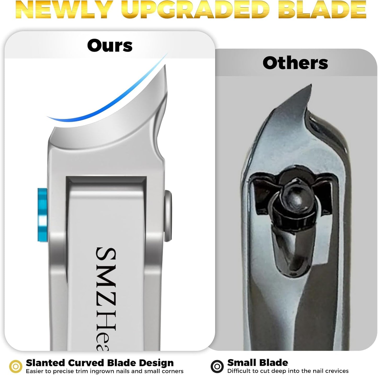 Toenail Clippers for Seniors Thick Toenails, Angled Head Heavy Duty Large Toe Nail Clippers for Men Thick Nails, Slanted Curved Blade Ingrown Toenail Clippers