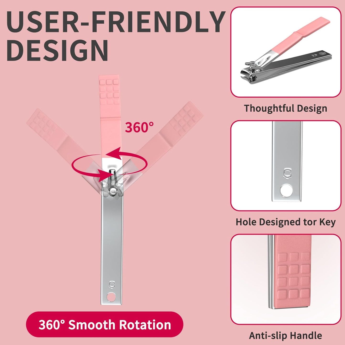 ZIZZON Manicure Set 18 in 1 Professional Pedicure Set Nail scissors Grooming Kit with Leather Travel Case Pink