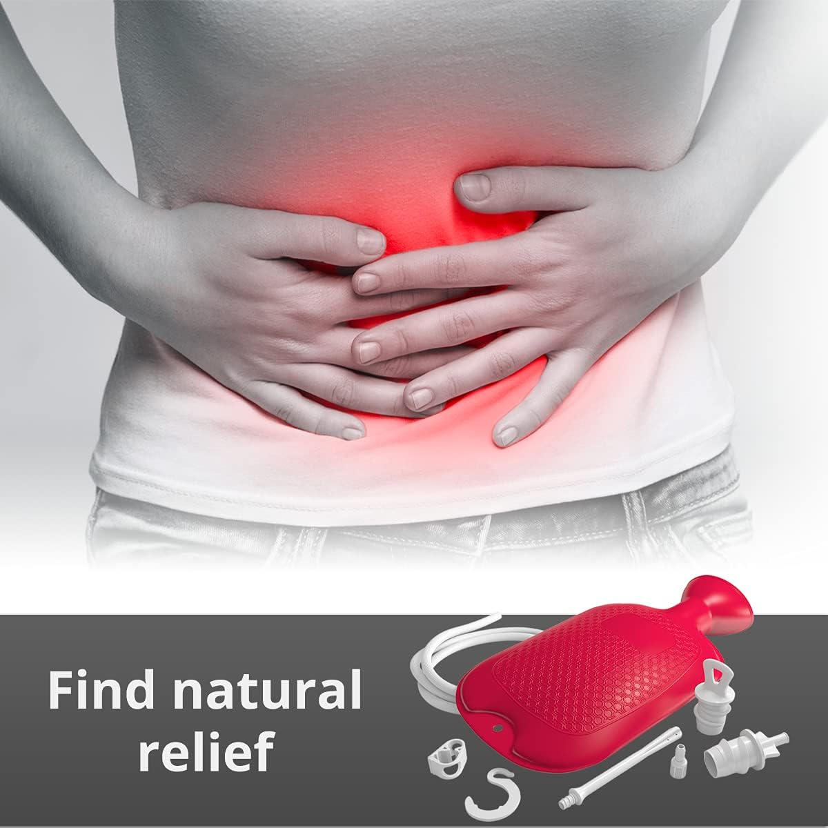 Flents Douche and Enema Combination Kit for Men and Women, Large Capacity, Multipurpose Cleaning System for Personal Hygiene, Colon Detox Cleanse, Made with Comfortable Material, Red (1.66 L)