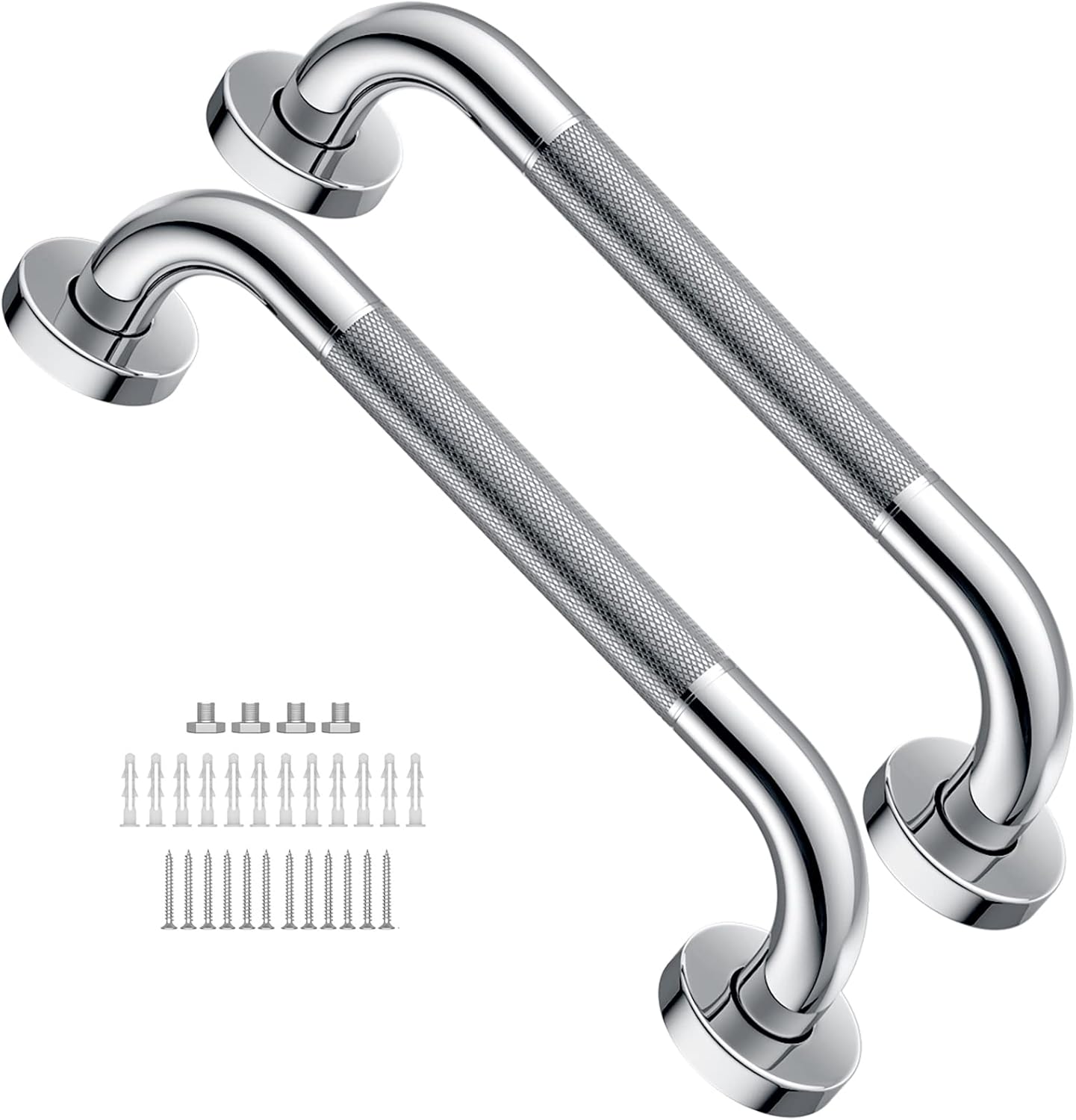 12 Inch Anti Slip Shower Grab Bar 2 Pack, Munzong Stainless Steel Bathroom Grab Bar, Satin Brushed Nickel Bathroom Balance Bar,Safety Hand Rail Support Elderly Senior Assist Handle