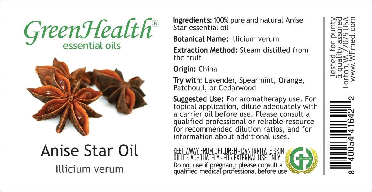 GreenHealth Anise Star Essential Oil 2 Pack – 16 fl oz Each (32 oz Total) | 100% Pure & Uncut | Aluminum Bottles for Long-Term Storage | Bulk Essential Oil for Aromatherapy, Candle Making, Diffusers