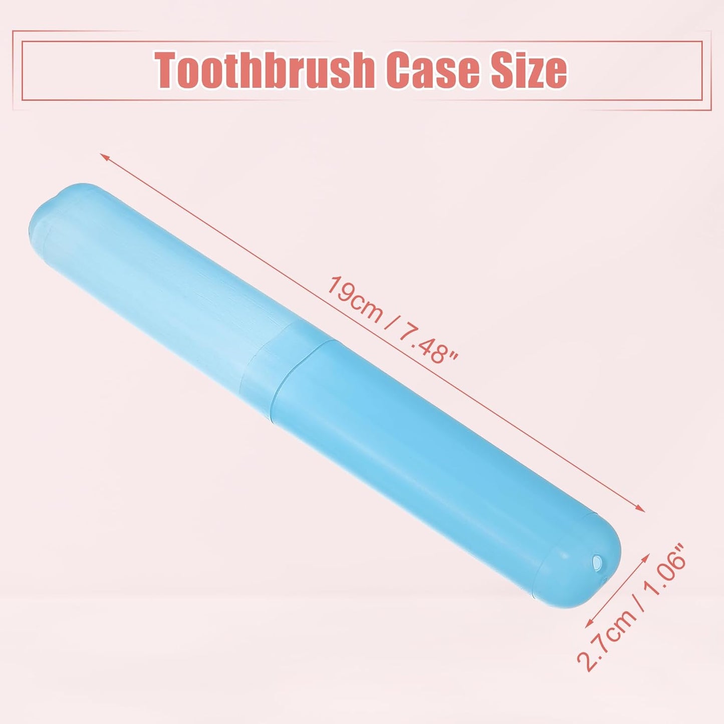 VOCOSTE 2 Pcs Toothbrush Travel Case, Plastic, Lightweight, Blue, 7.48"x1.06"