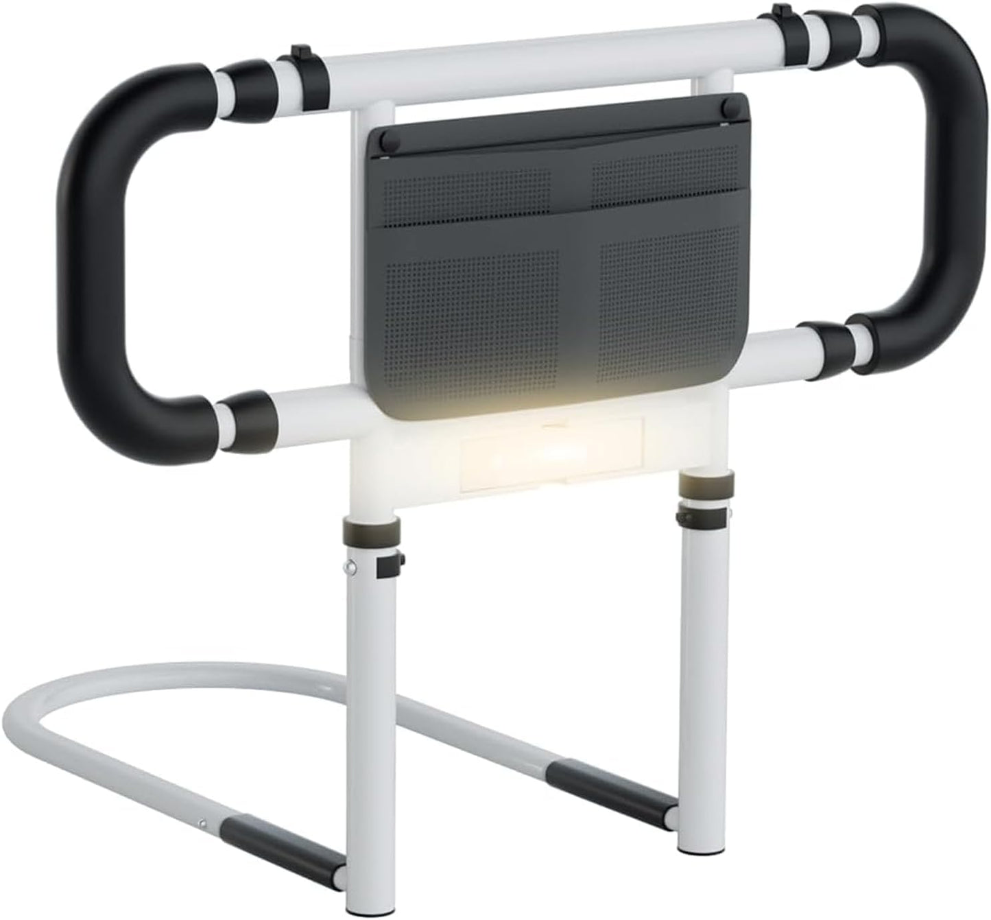 Bed Rails for Elderly Adults Safety: Elderly Assistance Products with Adjustable Double Grips, Storage Pocket, Motion Sensor Light, Items for Elderly Bed Rail, Can Withstand 300lb(White)