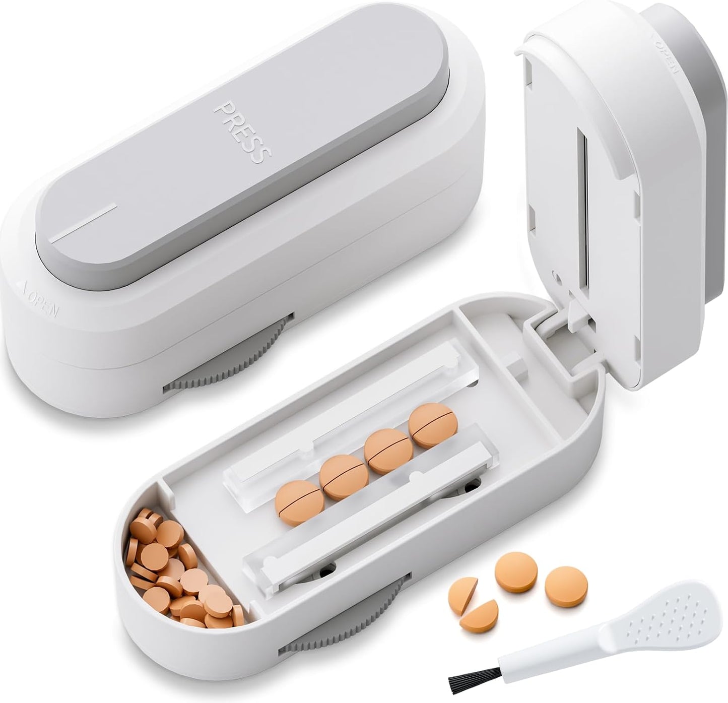 Pill Cutter Splitter for Small & Tiny Pills, Adjustable, Safety Features, Grey