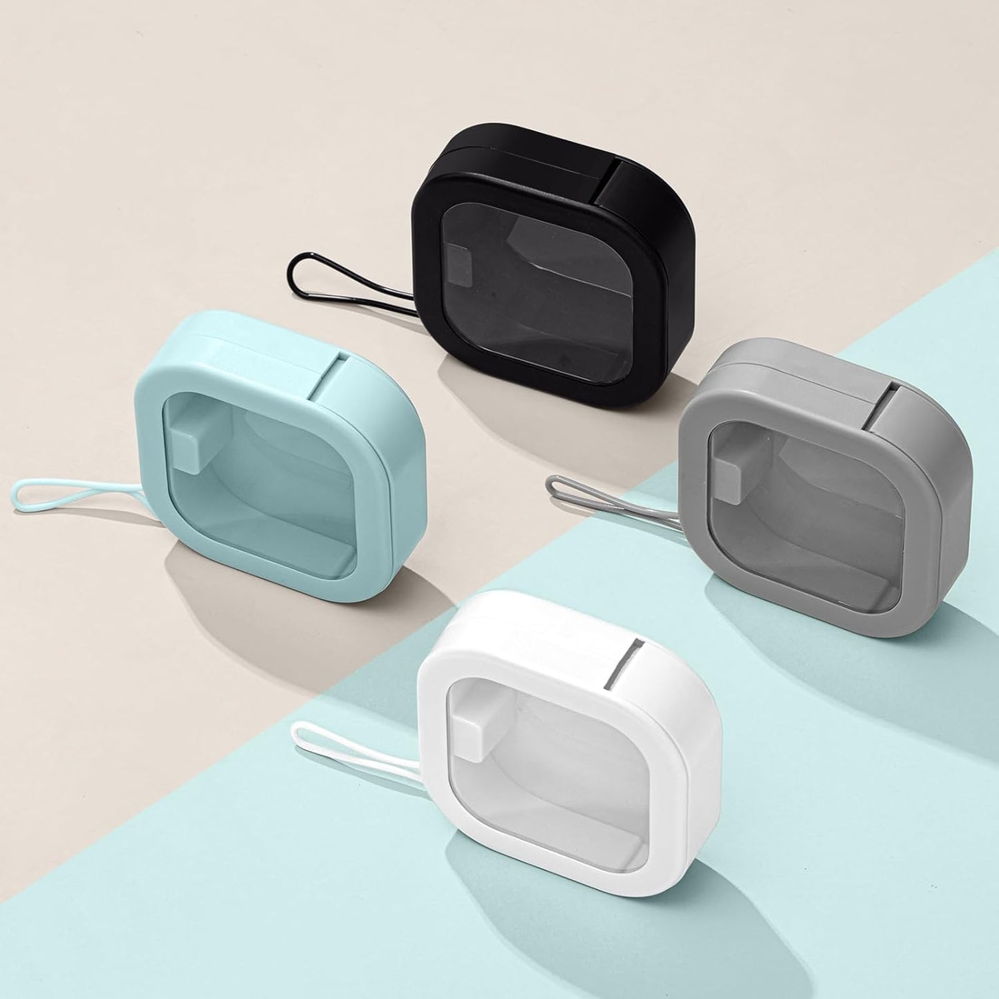 Kathfly 4 Pcs Assorted Colors Hair Tie Organizer Portable Hair Accessory Storage Containers Stackable Tie Bobby Pin Holder Home Cotton Swab Dispenser Accessories Jewelry Organizer Box