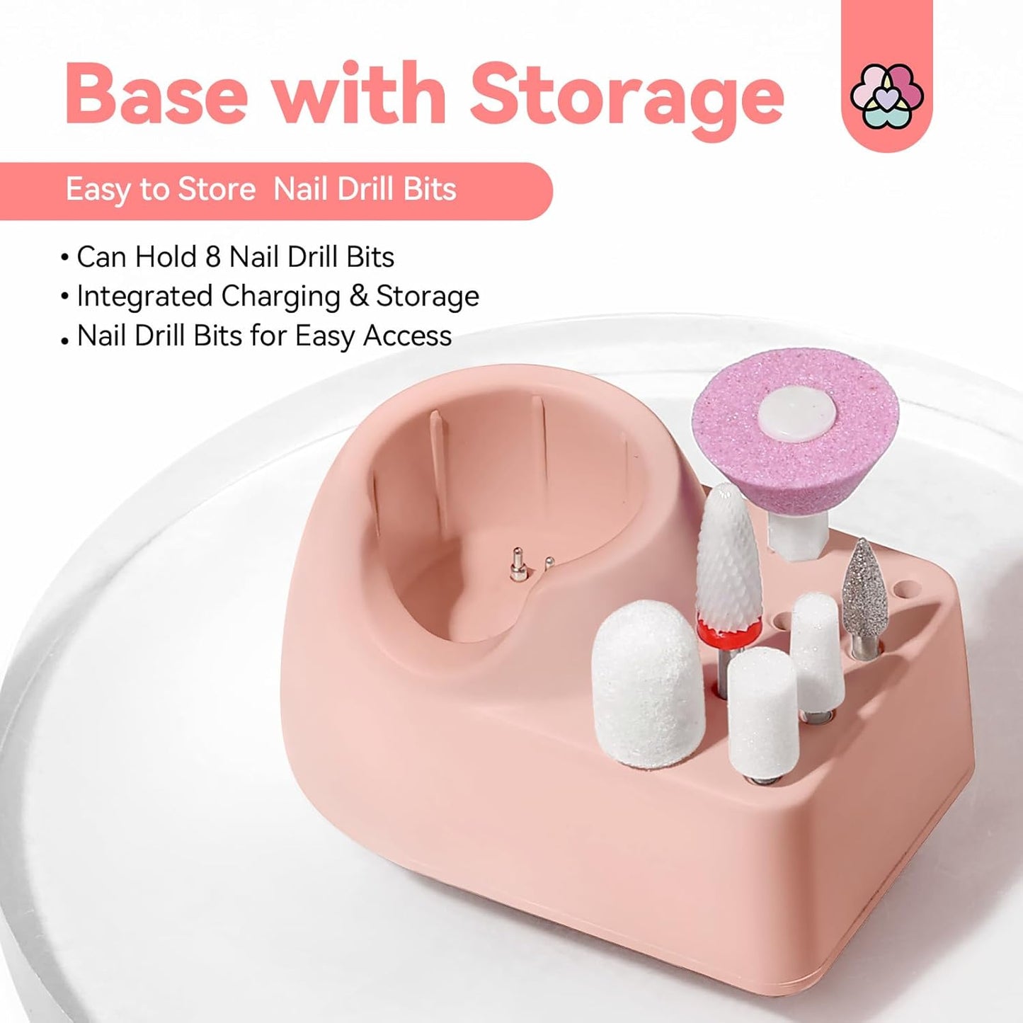 SAVILAND Professional Electric Nail Drill: 20000RPM Cordless Efile Nail Drill Pink Protable Nail File with Base for Nail Grinding & Polishing Gel Acrylic Nails Faster Remover Salon at Home