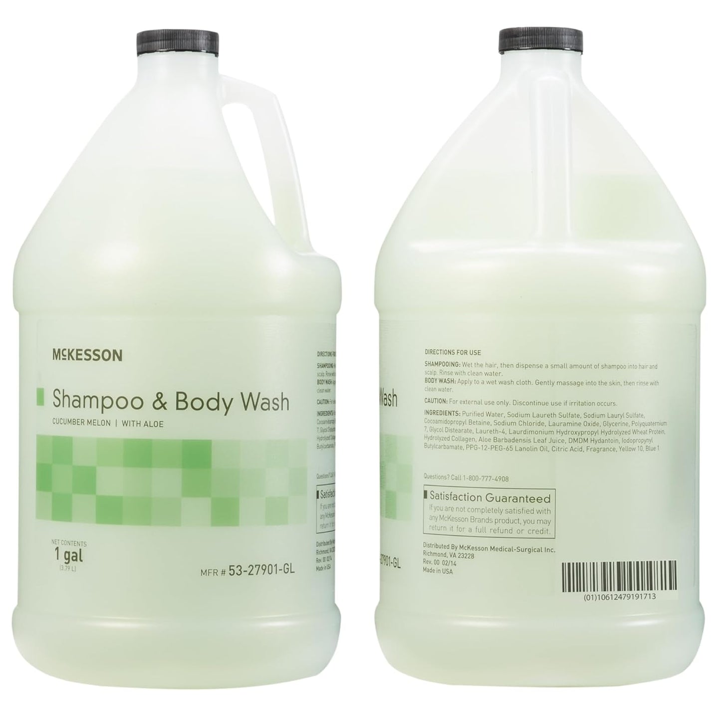 McKesson Body Wash and Shampoo - 1  Gallon Bulk Refill Full Body Wash with Aloe, Cucumber Melon Scent - Sensitive Skin & Hair 2‑in‑1