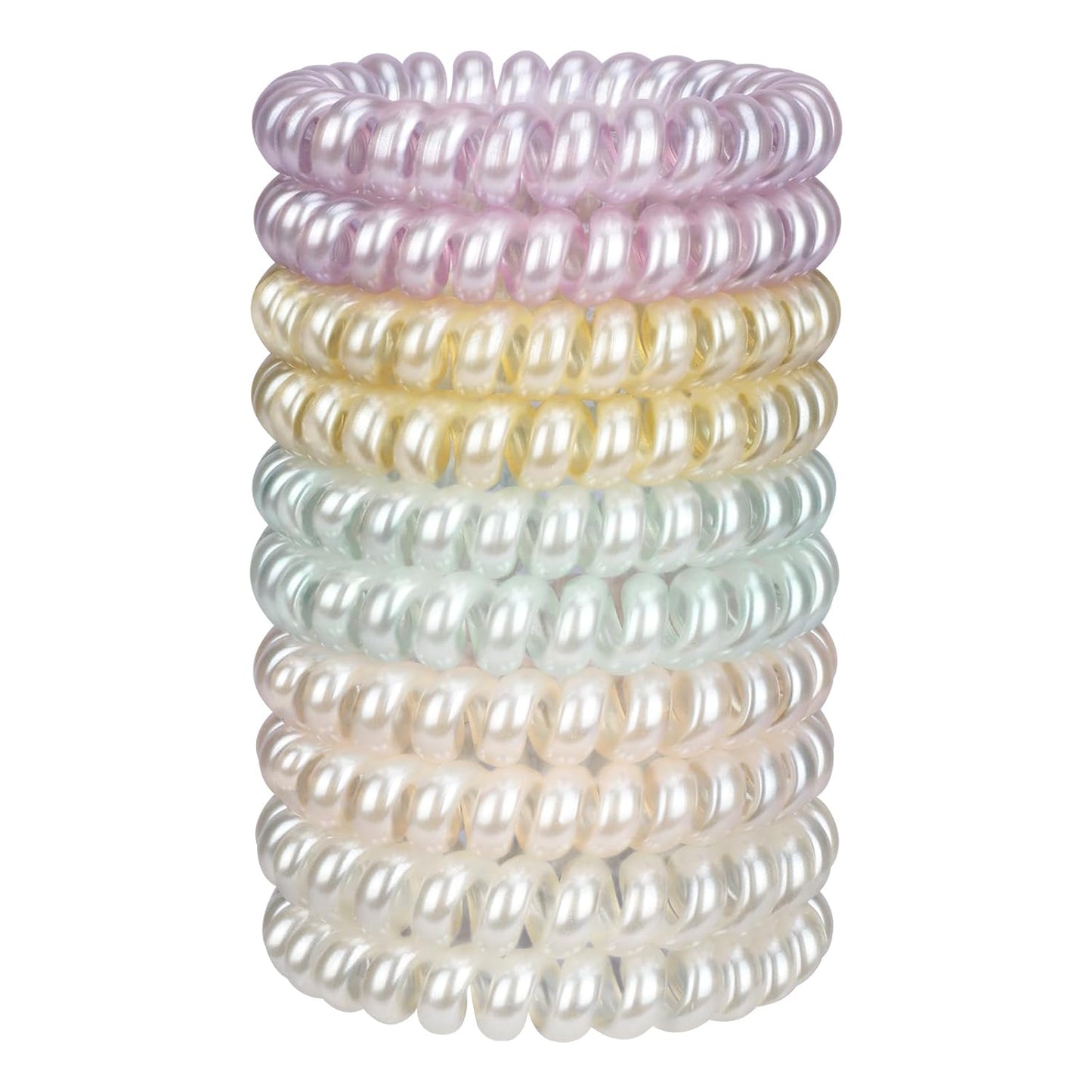 JessLab Spiral Hair Ties for Women, 10-Pack Traceless No-Damage Ponytail Holders, Coils Hair Bands for Girls, Assorted Colors
