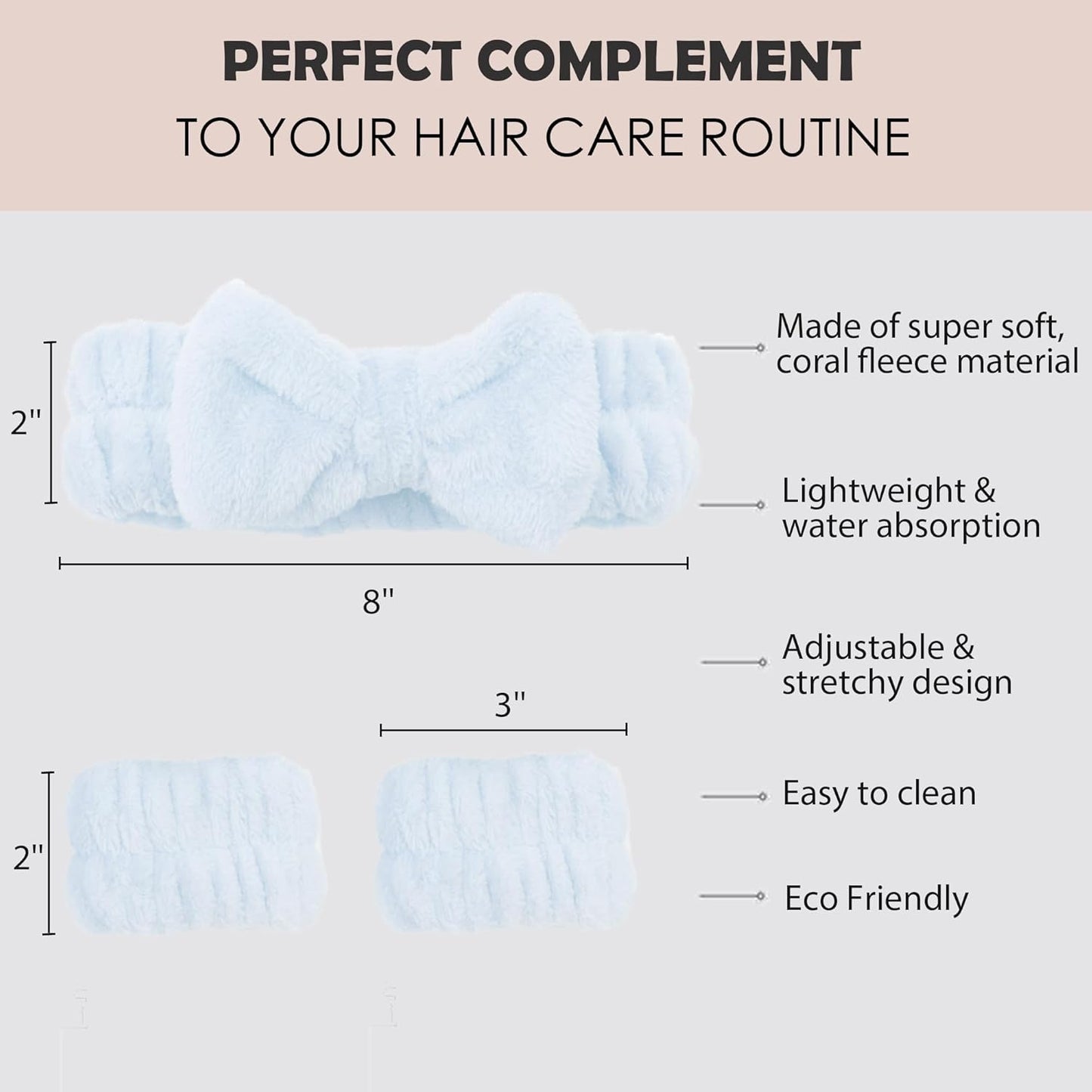 Ayesha Blue Spa Headband and Wristband Set for Skincare Makeup Headband Wrist Cuffs for Washing Face Bubble Skincare Hairband for Women Girls (Blue set)