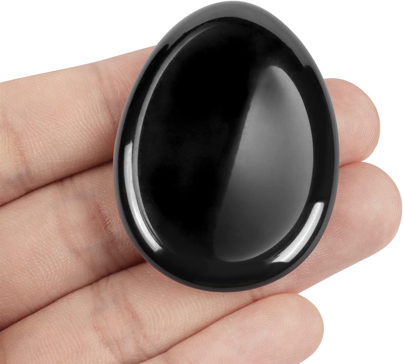 Artistone Black Obsidian Crystal Chakra Thumb Worry Stone Teardrop Reiki Healing Stone Pocket Palm Stones for Anxiety Stress Relief Meditation Therapy Geometry Home Decor