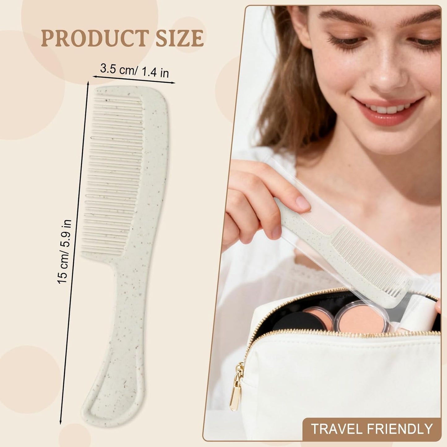 Combs in Bulk Individually Wrapped, 100 Pack Disposable Hair Combs for Hotel, Salon, Home Care and Travel (Wheat)