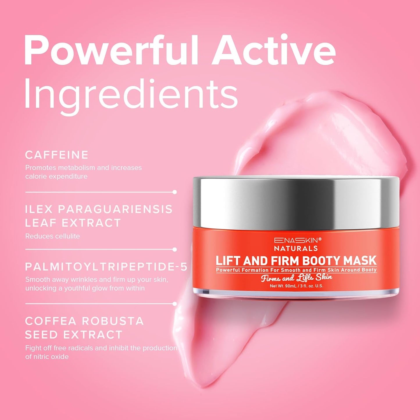 Anti Cellulite Body Firming Cream: Tightening & Lifting Booty Lotion with 3D Thermal Tech for Thighs, Belly, Bum & Women Sagging Skin, Shea Butter & Coconut Oil, 3.4 oz