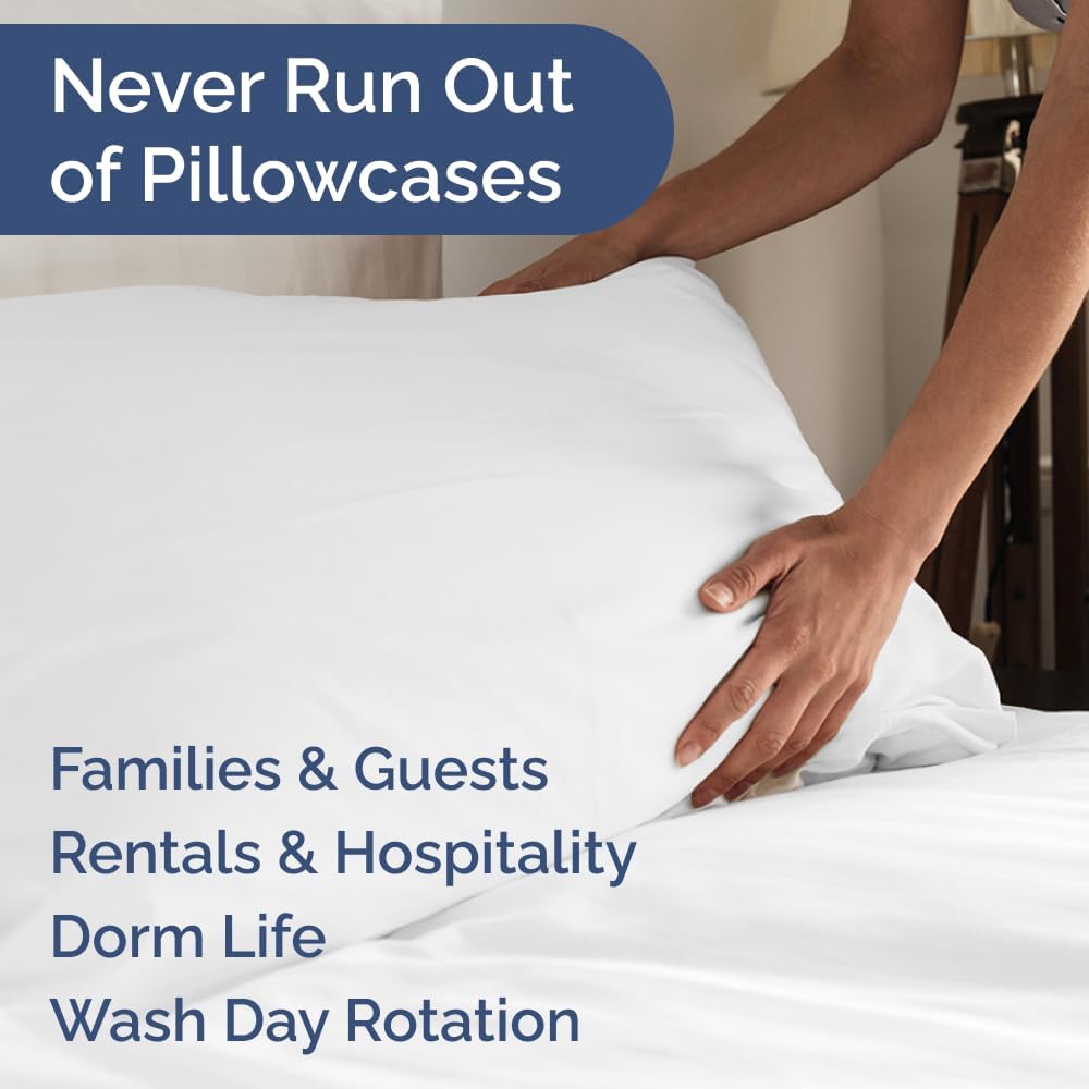 Queen Pillow Cases Set of 6 - Ultra Soft Hotel Quality Pillowcase Covers - Comfy & Wrinkle Free - Shrink, Stain & Fade Resistant - Easy-Care, Machine Washable Pillow Protectors - 6 Piece Set - White