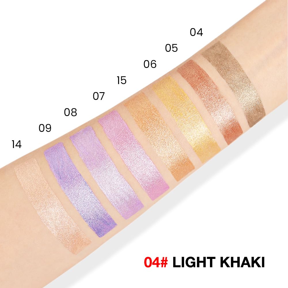 evpct Light Khaki Shimmer Cream Eye Shadow Brightener Sticks Set for Eyes, Khaki Shimmery Matte Pencil Eye shadow Applicator Stick Pen Palette Makeup Waterproof sombras en crema para ojos 04#