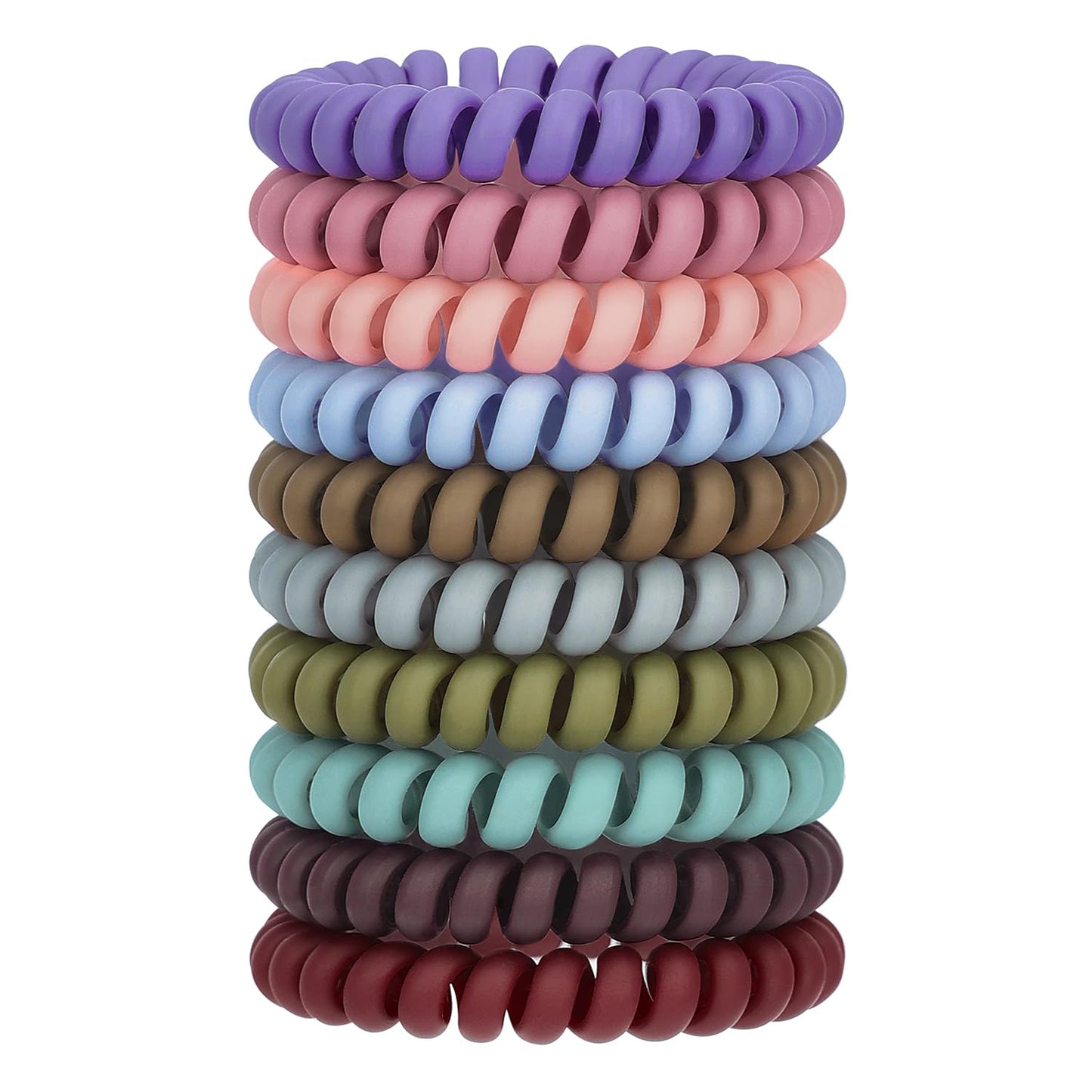 JessLab Spiral Hair Ties for Women, 10-Pack Traceless No-Damage Ponytail Holders, Coils Hair Bands for Girls, Assorted Colors