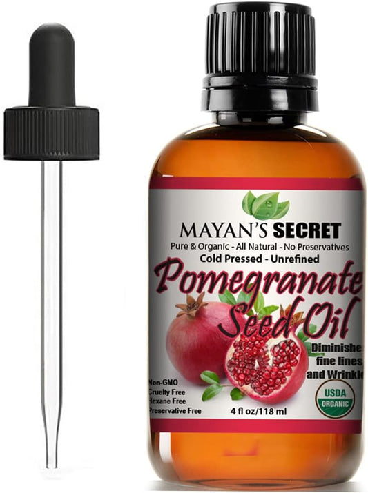 Mayan's Secret Pure Carrier and Essential oils for Skin Care, Hair, Body Moisturizer for Face-Anti Aging Skin Care (Pomegranate Seed Oil (Not Organic), 4oz)