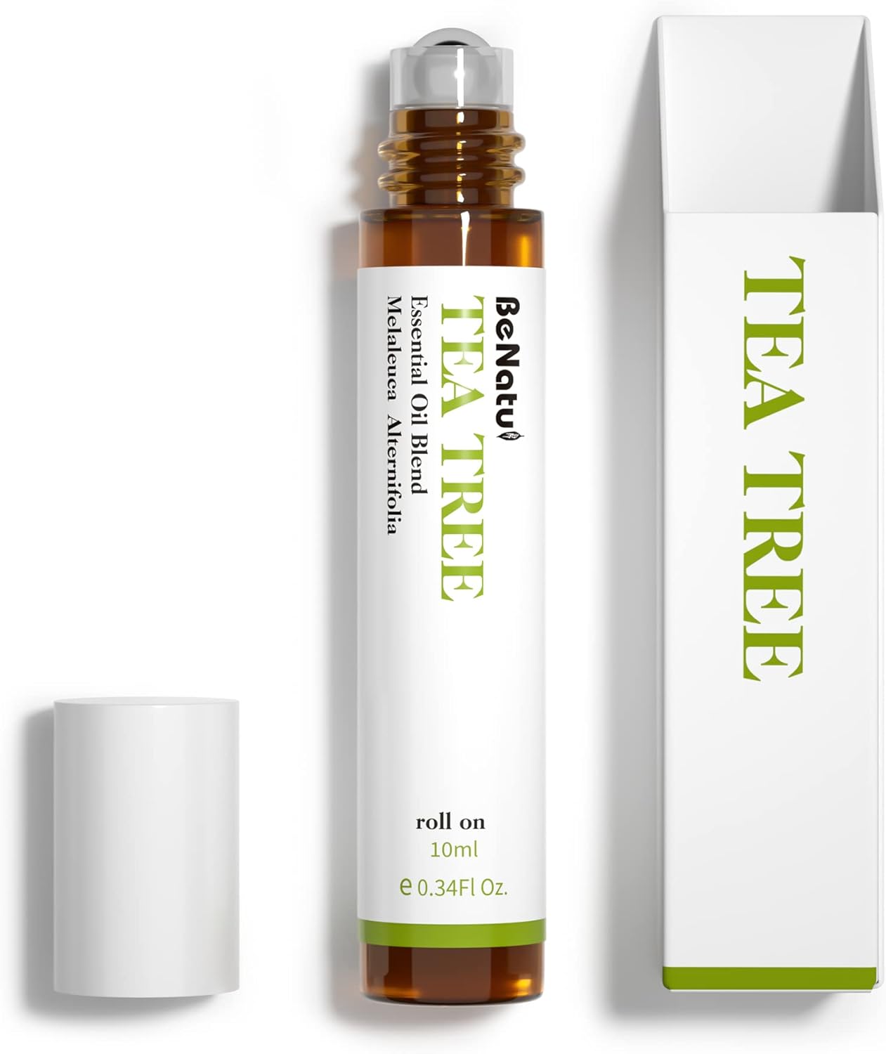 Benatu Tea Tree Oil for Skin Care, Natural Essential Oil Blend Roll On for Aromatherapy, Body Topical Massage Pre-Diluted Travel Size Roller 10ml